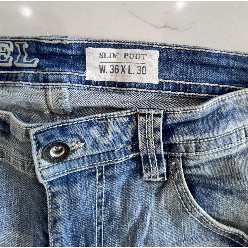 TK Axel Jeans Men's Size 36x30 (39x30) Blue Stretch Denim Bootcut‎ Jeans